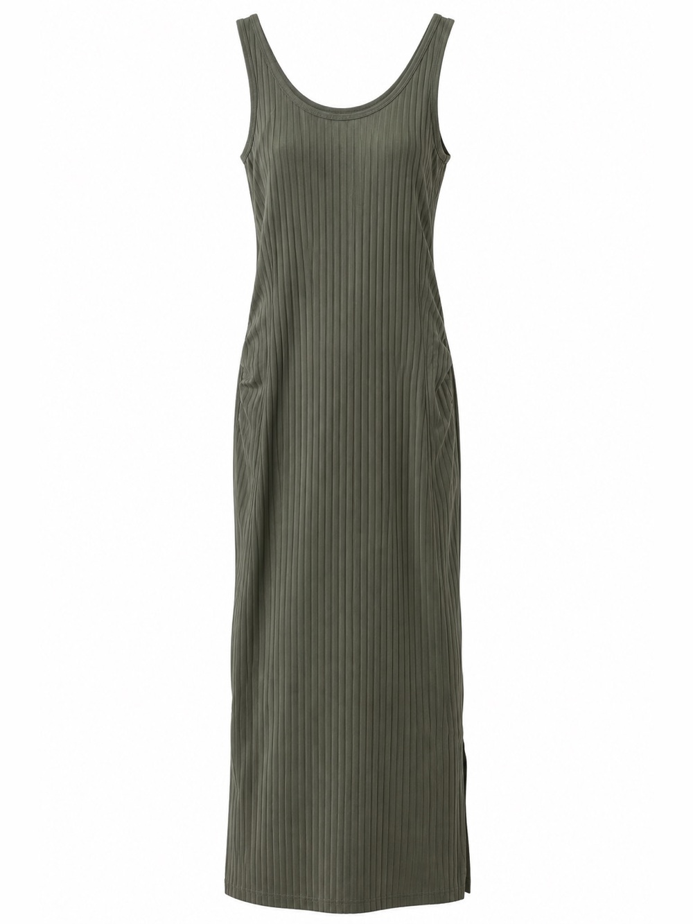 H&M Olive Green Ribbed Sleeveless Maternity Maxi Dress